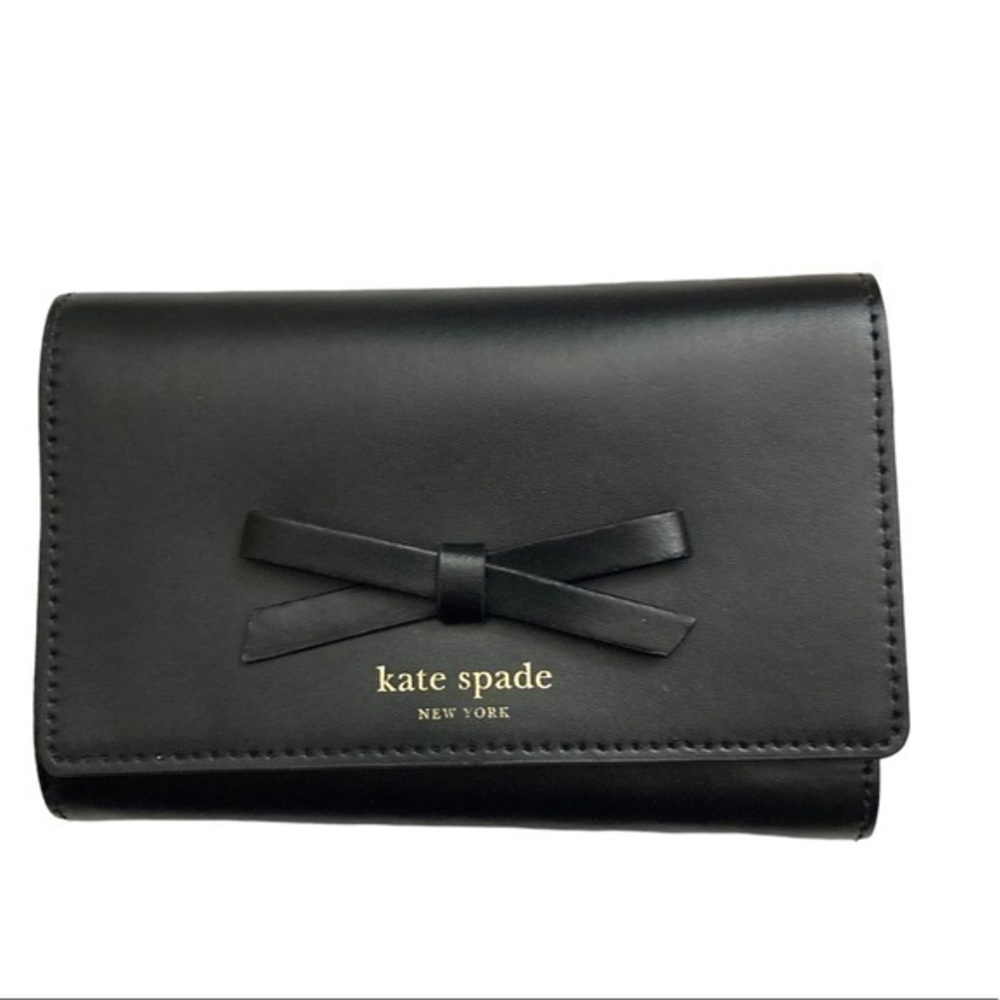 Kate spade black leather bow wallet